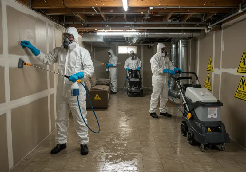 Basement Moisture Removal and Structural Drying process in Nahant, MA